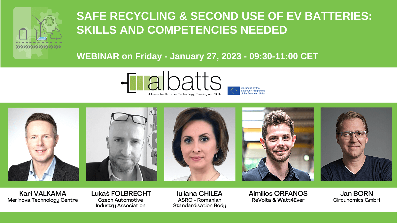ALBATTS Webinar Safe Recycling & Second Use of EV Batteries: Skills and Competencies Needed